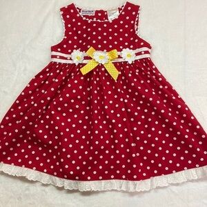 Blueberi Boulevard Red Cotton Polka Dot Sleeveless Dress Size 3T
